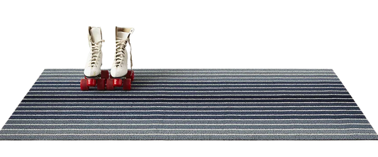 Denim Block Stripe Shag 18x28 Floormat