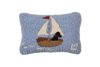 Skiff Sailing Lab 8" x 12" Hooked Pillow
