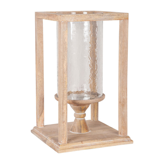 Soleil 20" Wood & Glass Hurricane Lantern