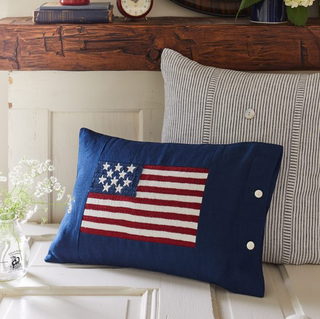 Flag Indigo Linen Boudoir Porch Pillow
