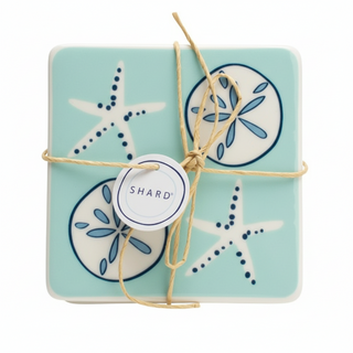 Aqua Shells 4 Piece Coaster Set
