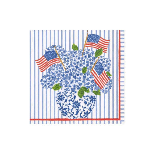 Flags and Hydrangeas Cocktail Napkins