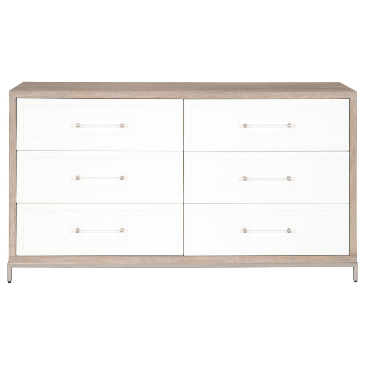 Wrenn 6 Drawer Double Dresser - Nat Gray/Matte Why/Brsh.St.Steel