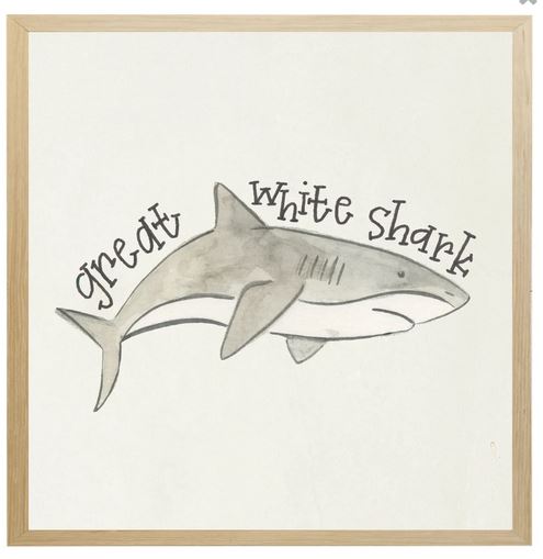 Nautical Alphabet G Great White Shark Print