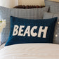 White Beach on Indigo Linen Pillow