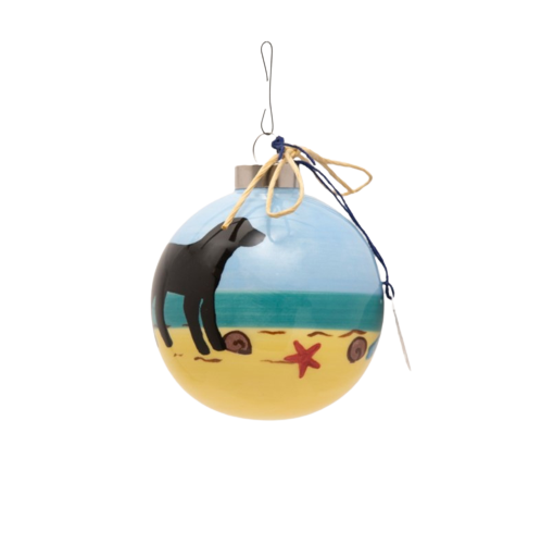 Beach Dog Black Ornament