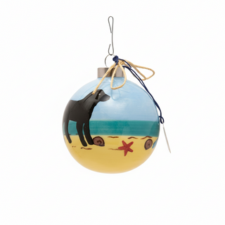 Beach Dog Black Ornament
