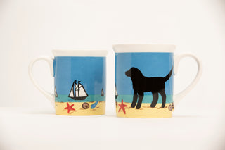 Beach Dog Black Mug
