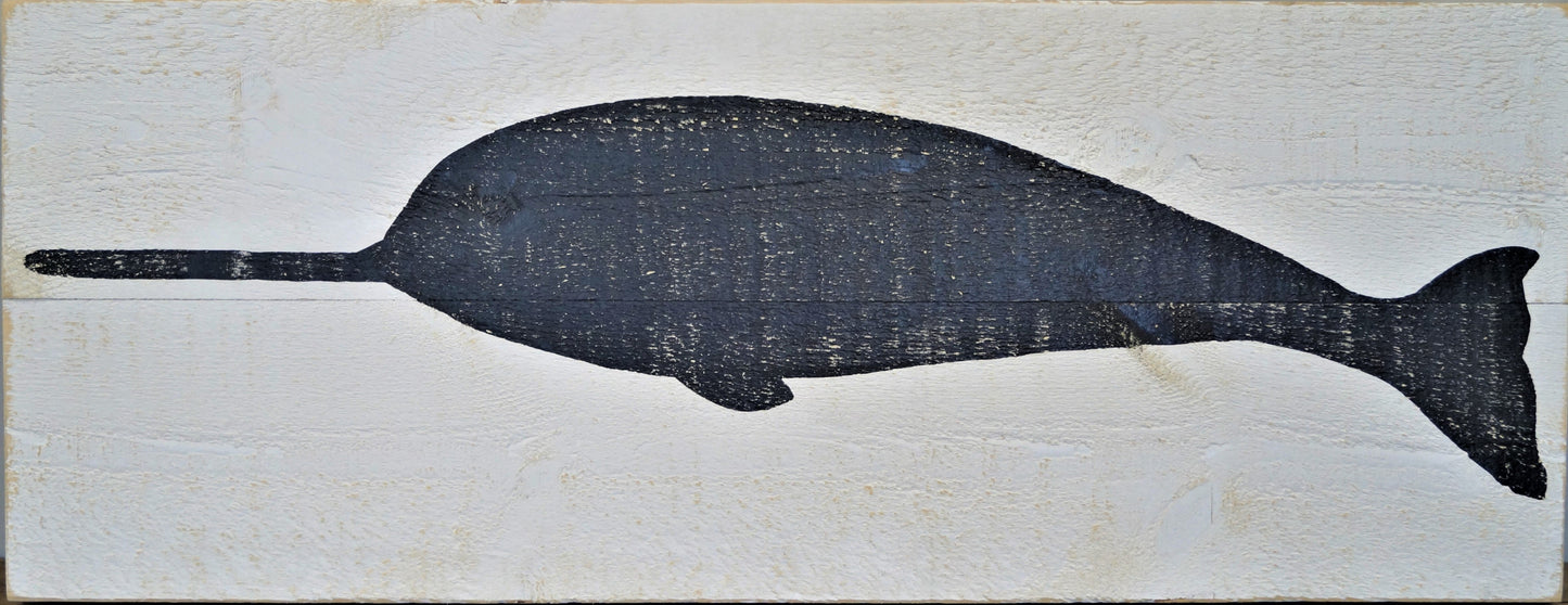 Narwhal Reclaimed Wood Sign