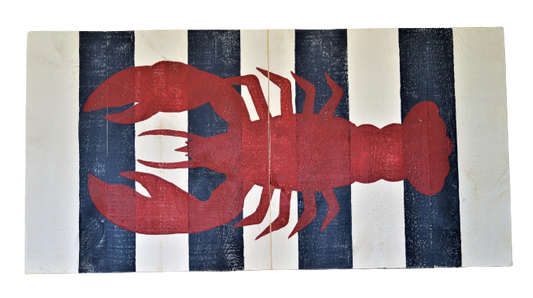 Red Lobster on Navy Reclaimed Wood Sign